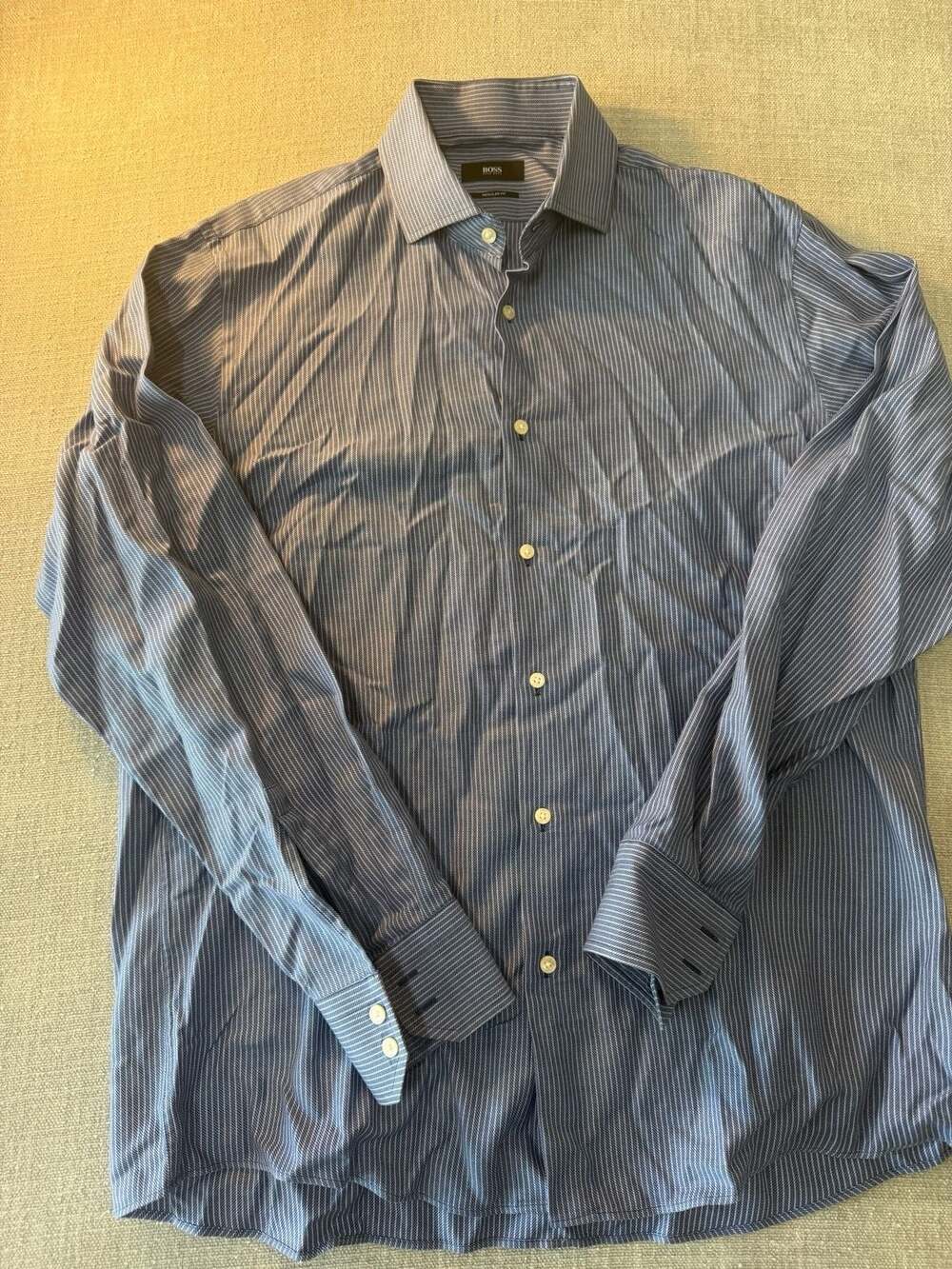 BOSS Hugo Boss Regular Fit Striped Dress Shirt Size 16 34/35